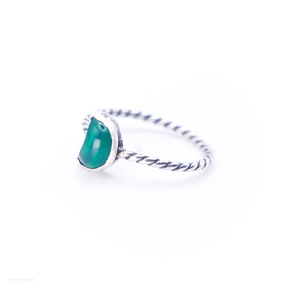 Green Agate Crescent Moon Ring