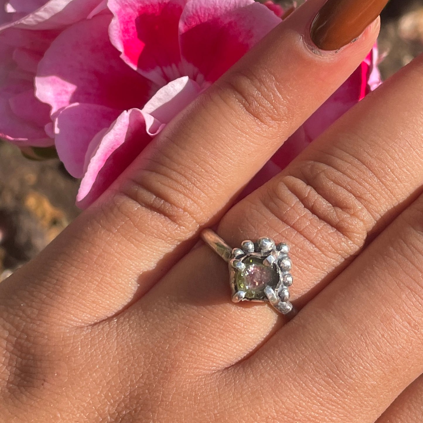 Organic Watermelon Tourmaline Ring