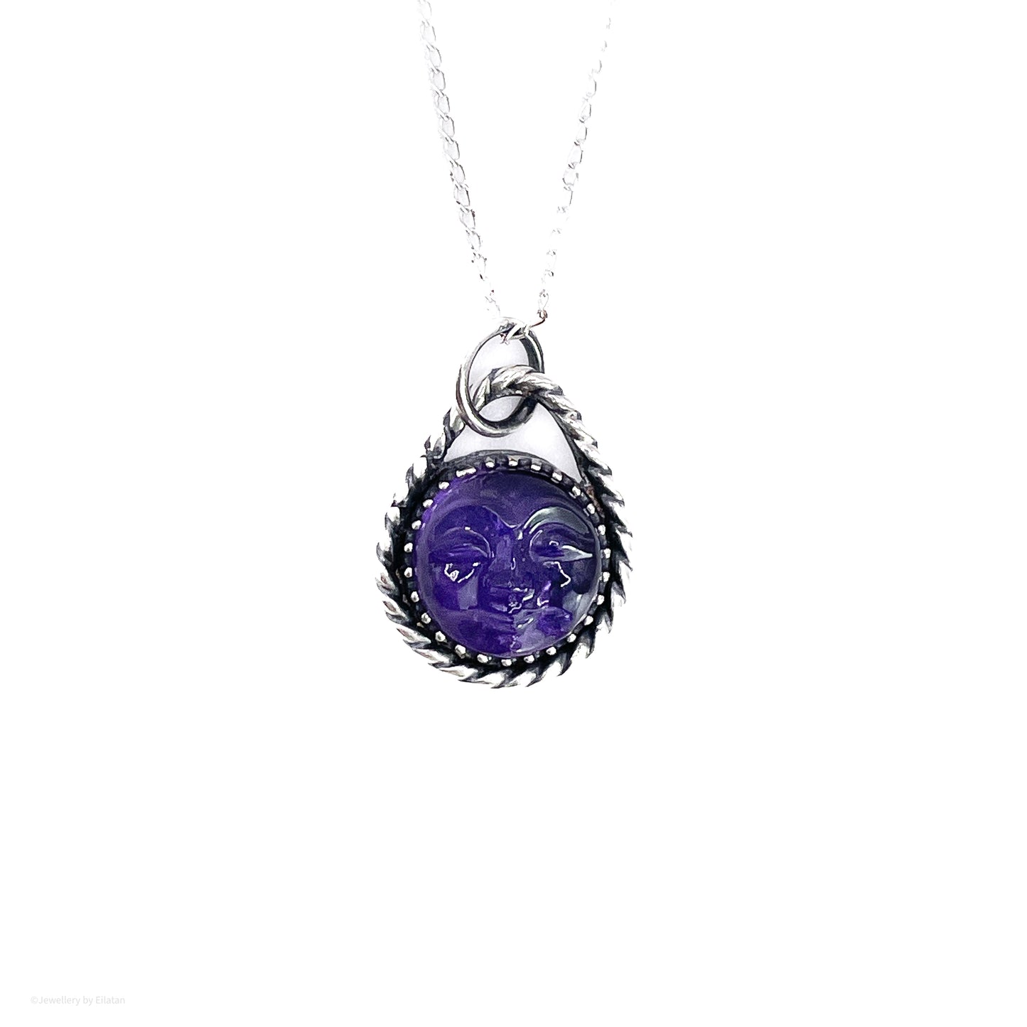 Amethyst Moon Face Necklace