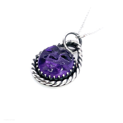 Amethyst Moon Face Necklace