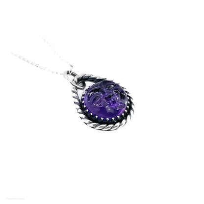 Amethyst Moon Face Necklace