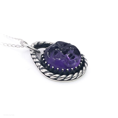 Amethyst Moon Face Necklace