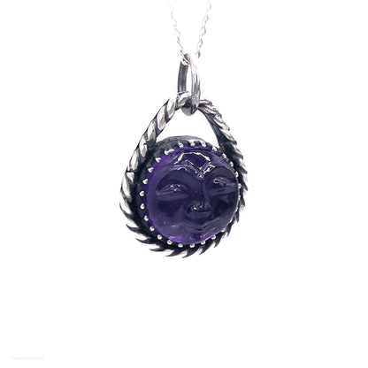 Amethyst Moon Face Necklace