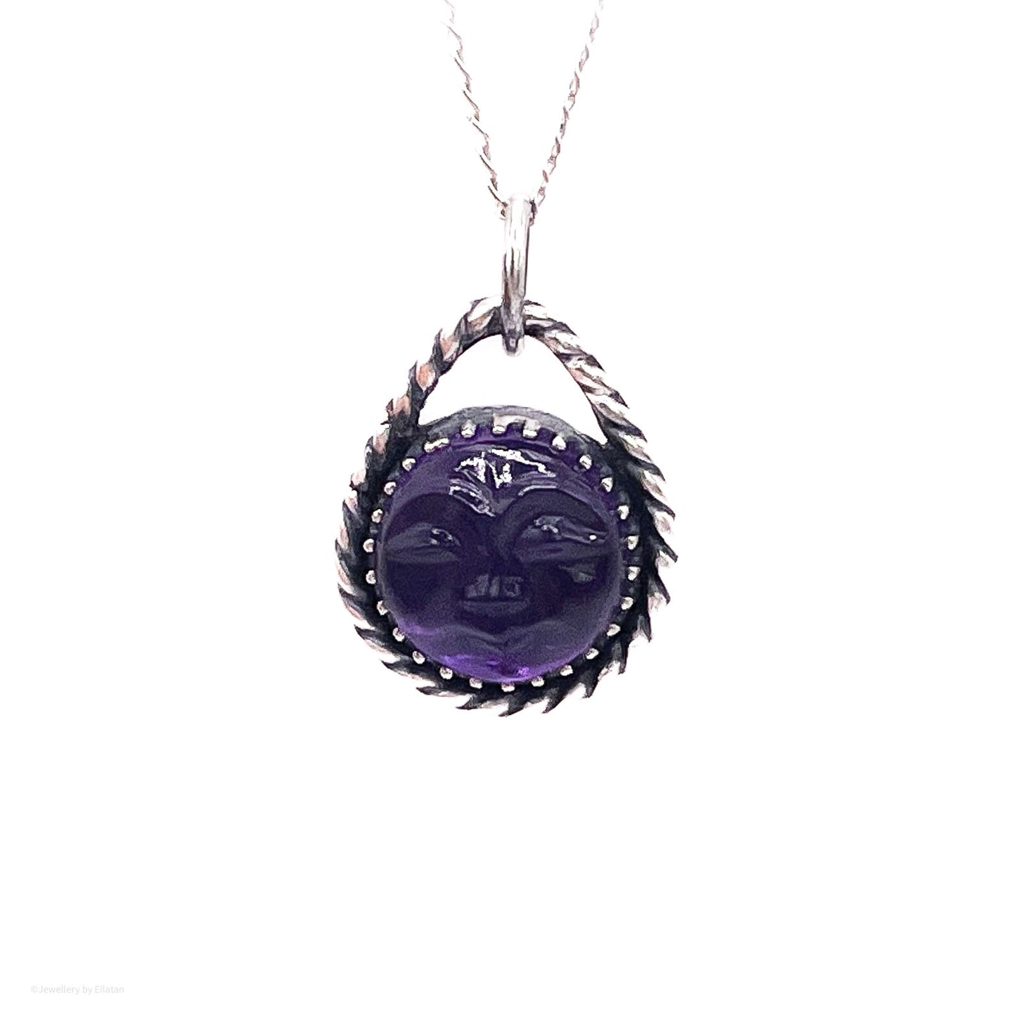 Amethyst Moon Face Necklace