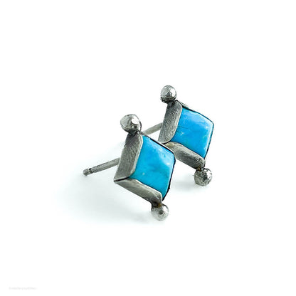 Blue Howlite Pyramid Studs