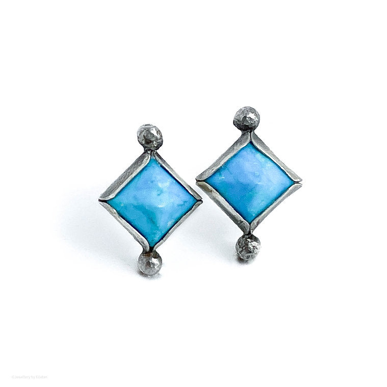 Blue Howlite Pyramid Studs