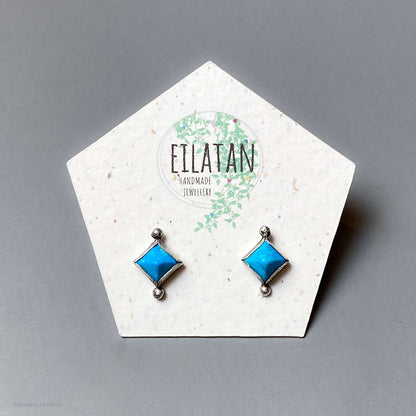 Blue Howlite Pyramid Studs