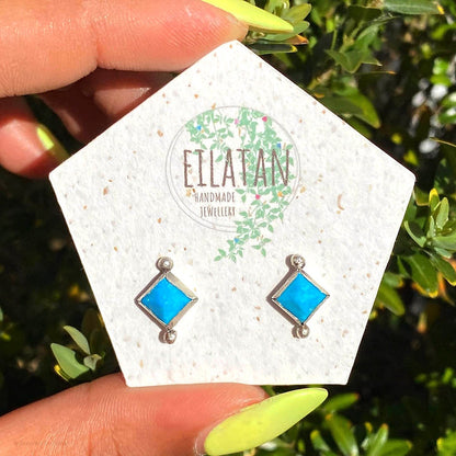 Blue Howlite Pyramid Studs