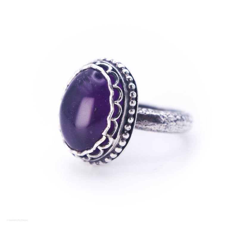 Chunky Amethyst Silver Ring