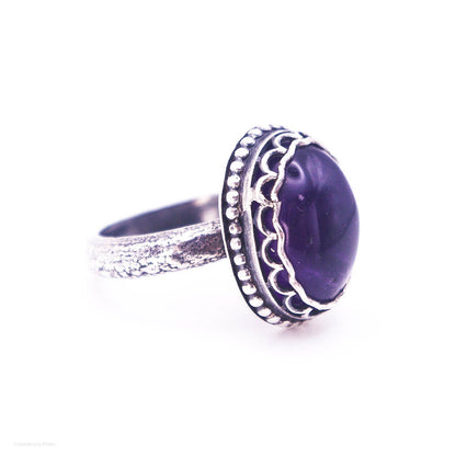 Chunky Amethyst Silver Ring