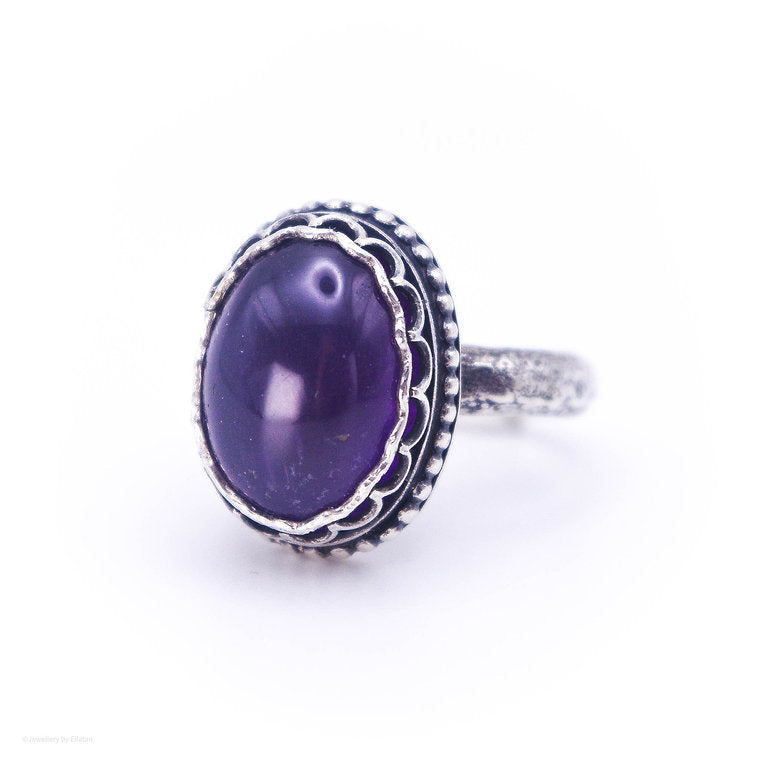 Chunky Amethyst Silver Ring