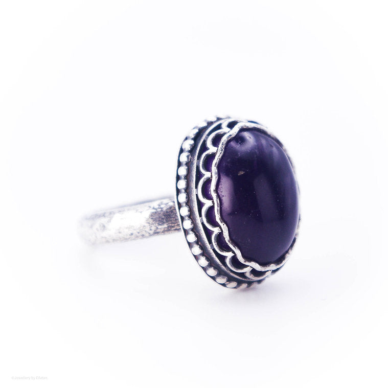 Chunky Amethyst Silver Ring