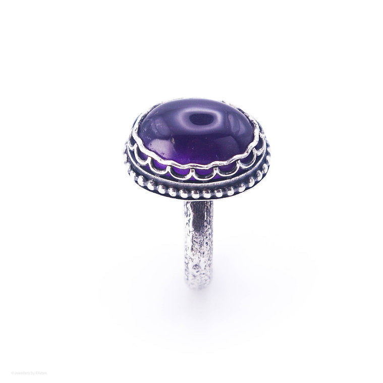 Chunky Amethyst Silver Ring