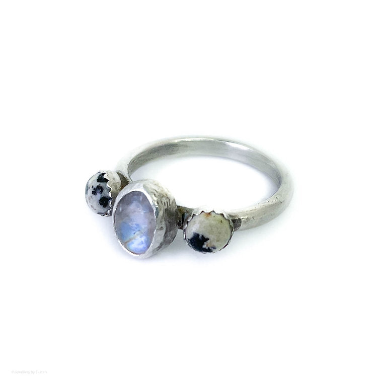 Dalmatian Jasper & Moonstone Ring