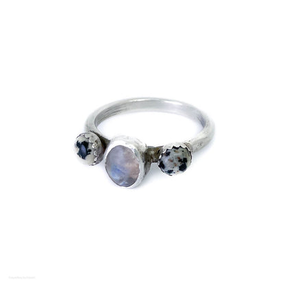 Dalmatian Jasper & Moonstone Ring