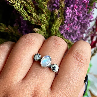 Dalmatian Jasper & Moonstone Ring