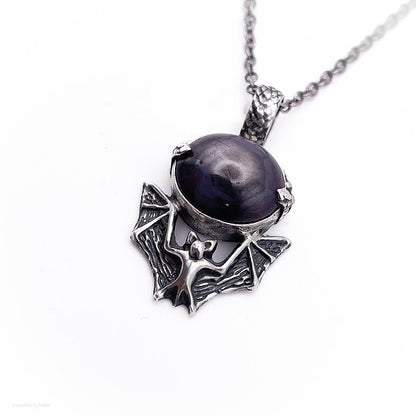 Dark Star Ruby Bat Necklace