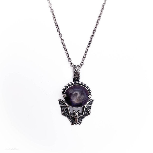 Dark Star Ruby Bat Necklace