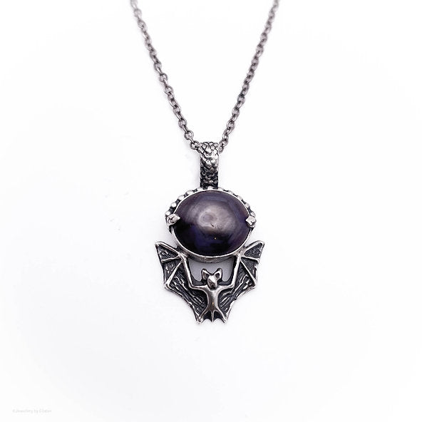 Dark Star Ruby Bat Necklace