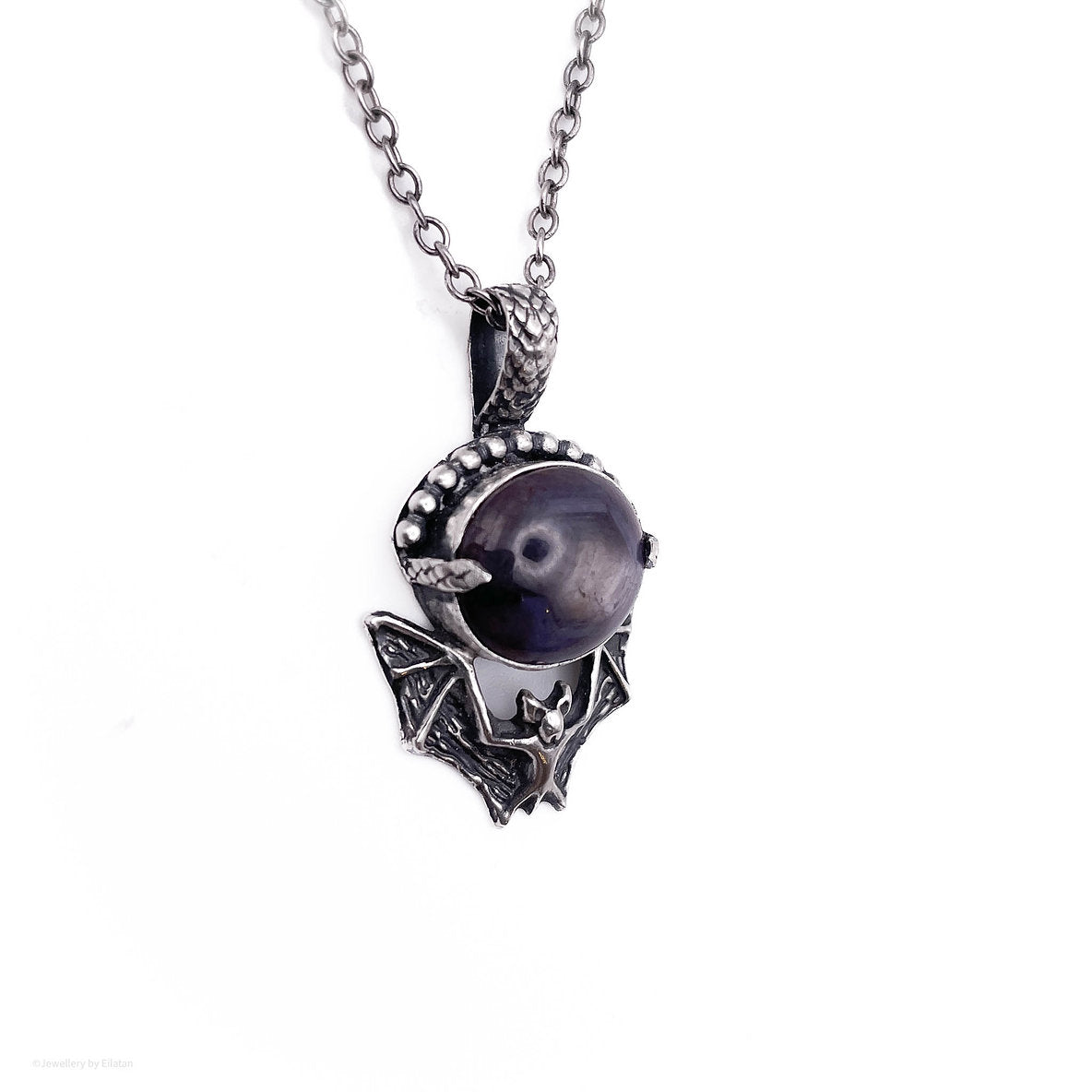 Dark Star Ruby Bat Necklace