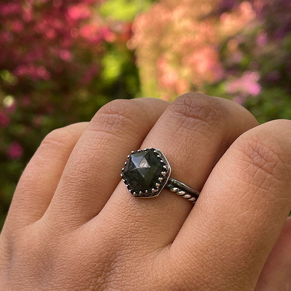 Green Rutilated Quartz Ring