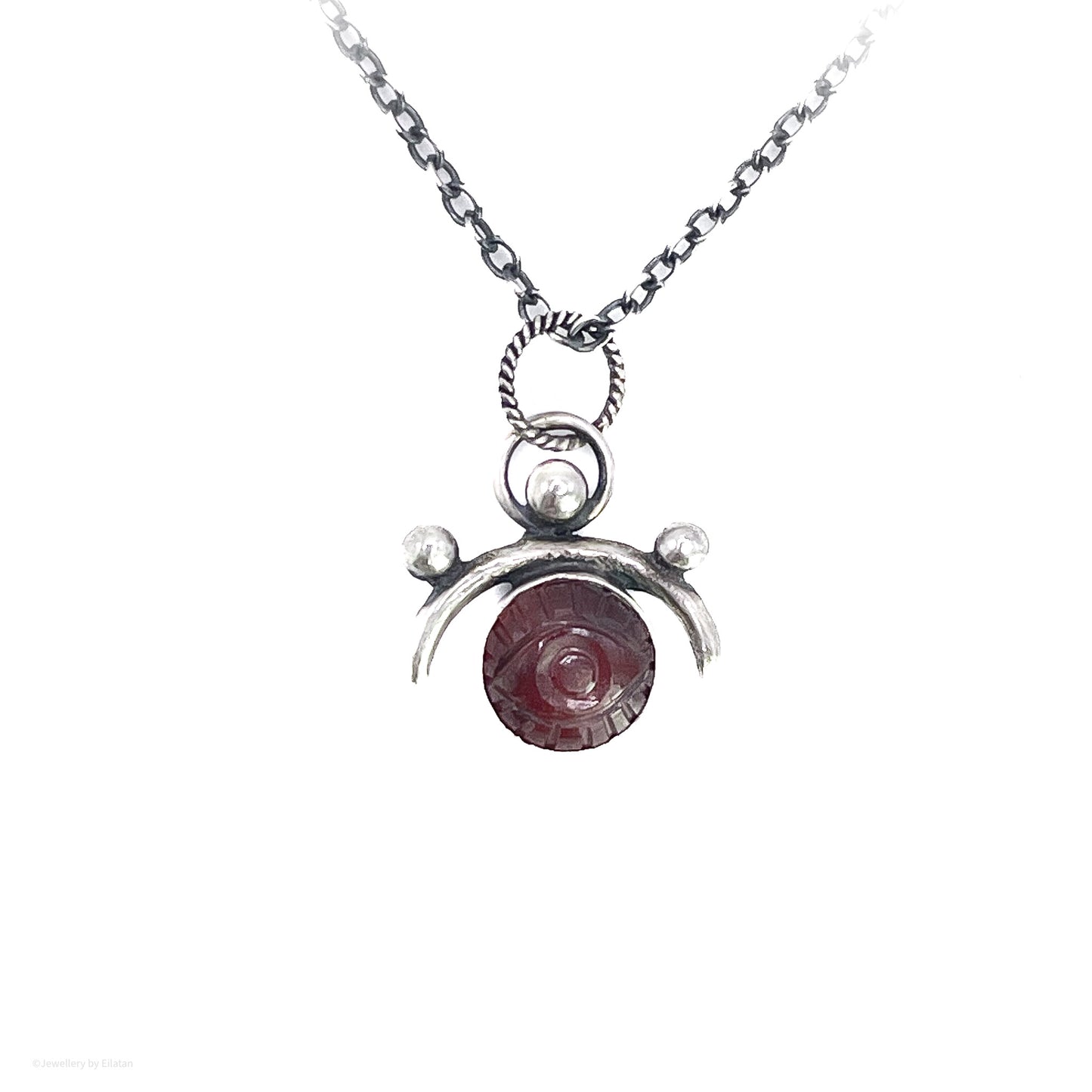 Hessonite Garnet Evil Eye Talisman Necklace