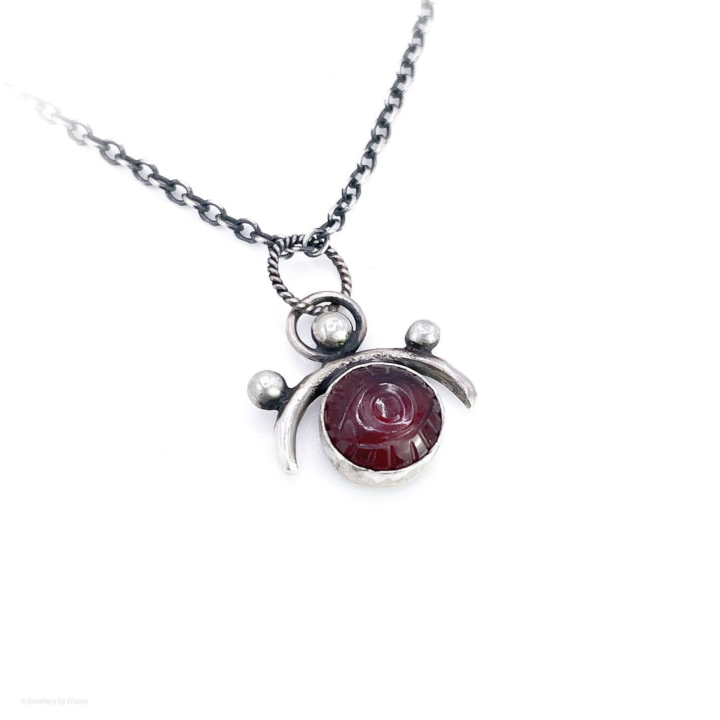 Hessonite Garnet Evil Eye Talisman Necklace