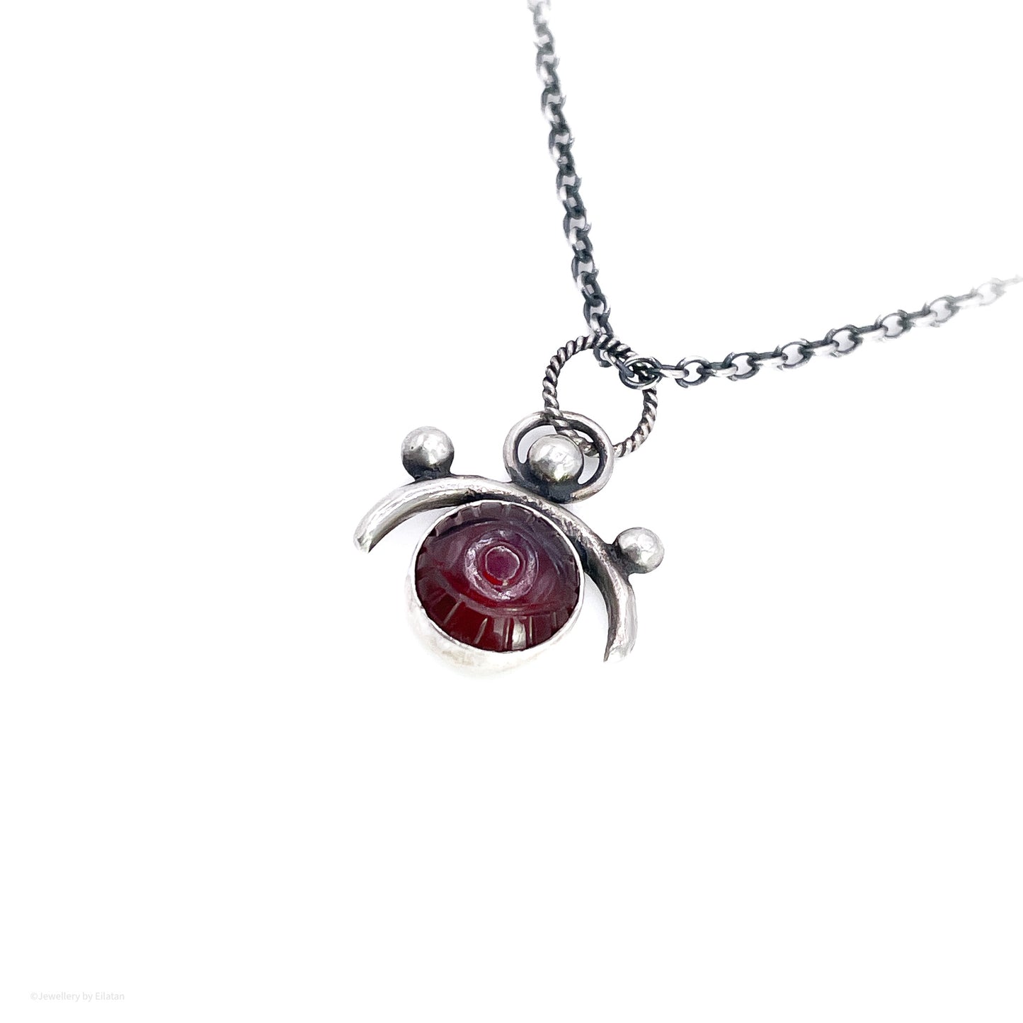 Hessonite Garnet Evil Eye Talisman Necklace