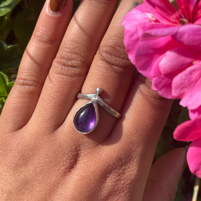 Amethyst Teardrop Ring