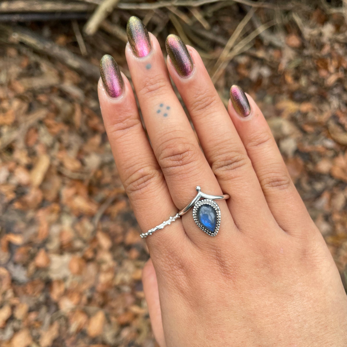 Ethereal Labradorite Wishbone Ring