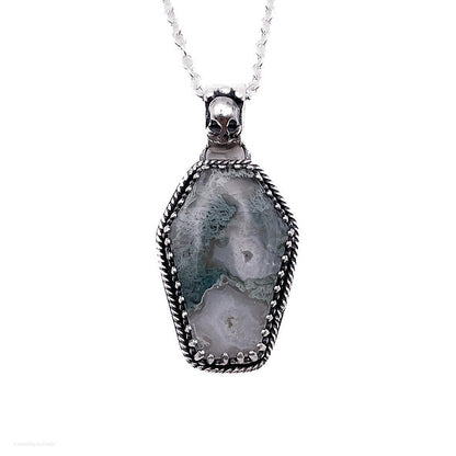 Moss Agate Coffin Necklace