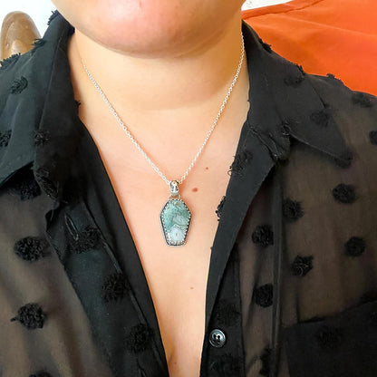 Moss Agate Coffin Necklace