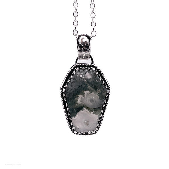 Moss Agate Coffin Necklace