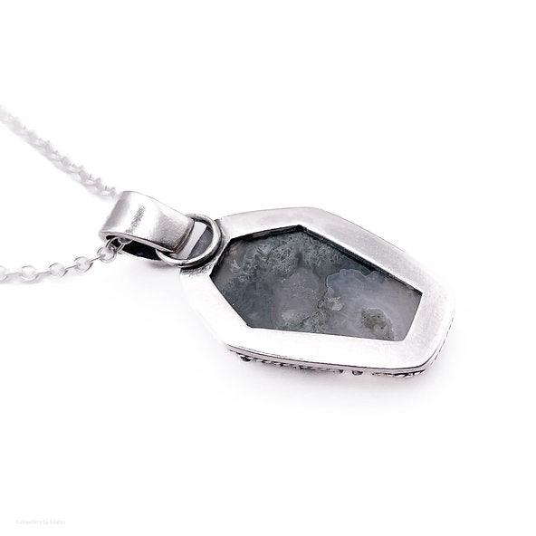 Moss Agate Coffin Necklace