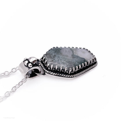 Moss Agate Coffin Necklace