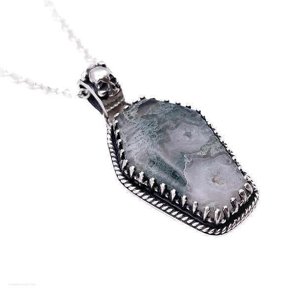 Moss Agate Coffin Necklace