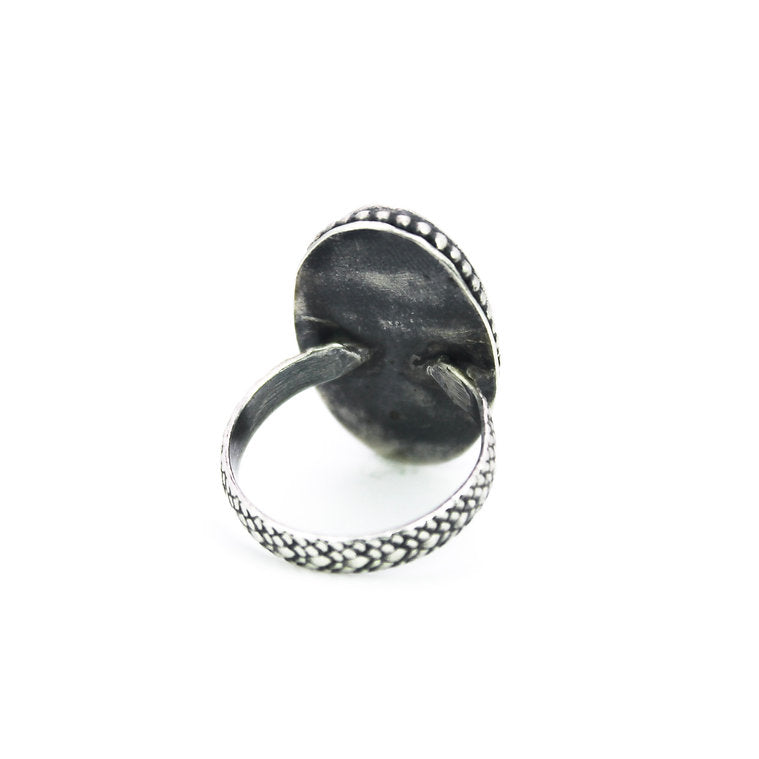 Snakeskin Agate Silver Ring