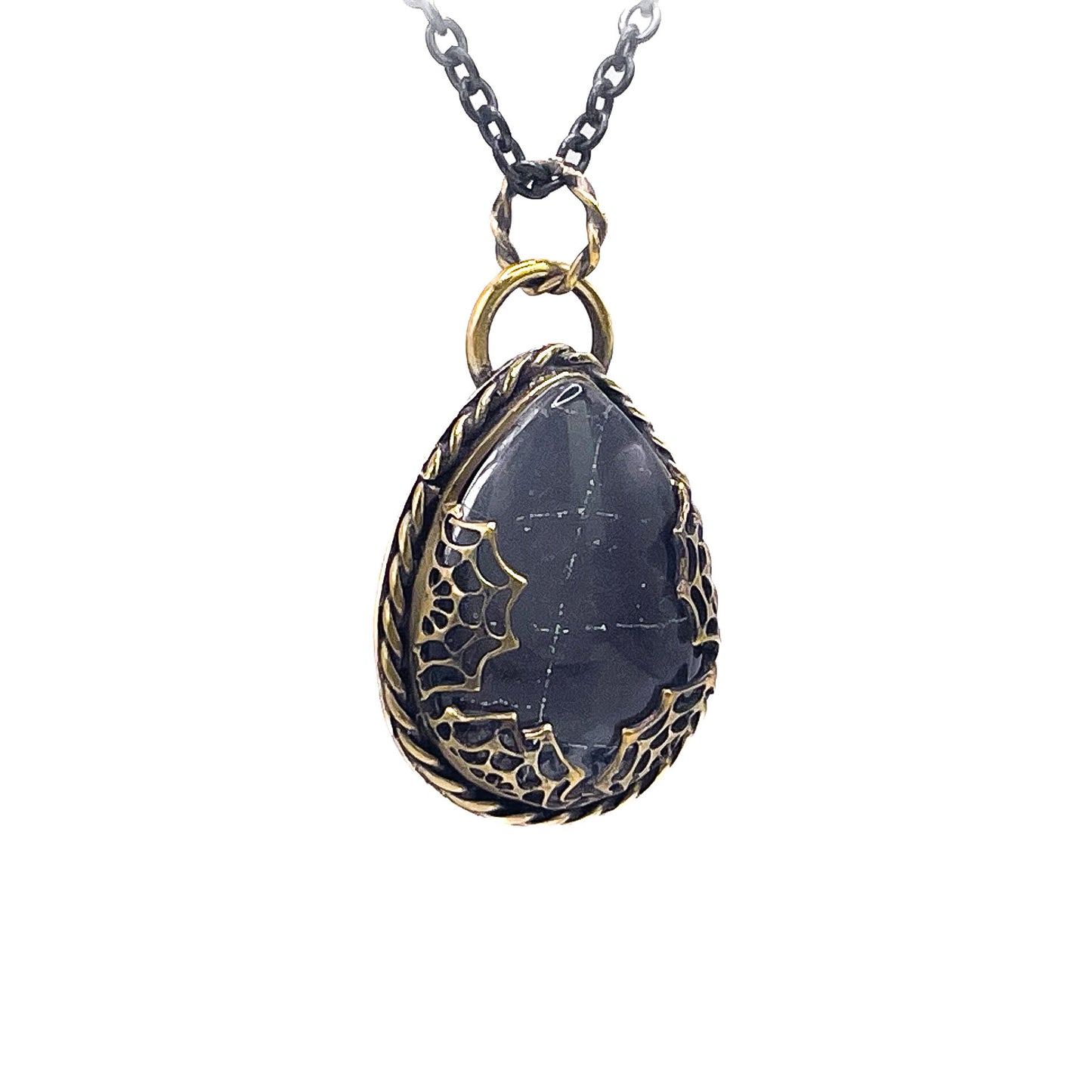 Preserved Spiderweb Brass Necklace